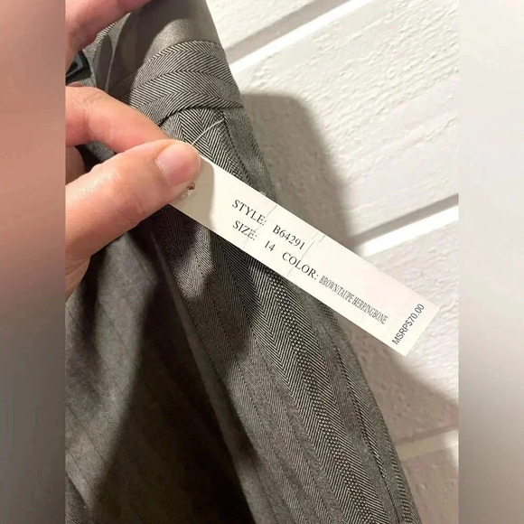 NWT Sharagano Studio Straight Leg High Waist Striped Trousers with Satin Sz 14 - Picture 4 of 8